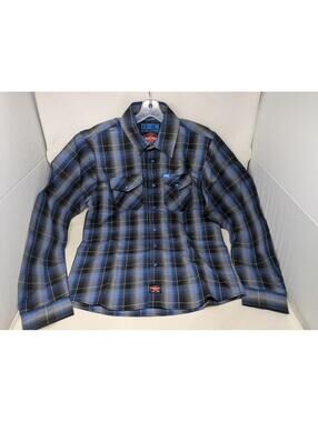 Dixxon Flannel Company Form Function Men Med Blue Long sleeve Flannel Pearl Snap